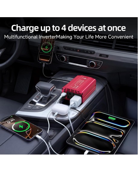 Bestek 400W Car Power Inverter for Vehicles – DC 12v to AC 110v Car Plug Adapter Outlet with PD 30W USB-C &USB-A 3.0 Fast Charging